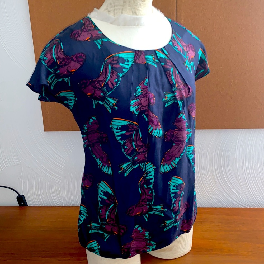 BODEN cap sleeve Navy blouse Sz 4